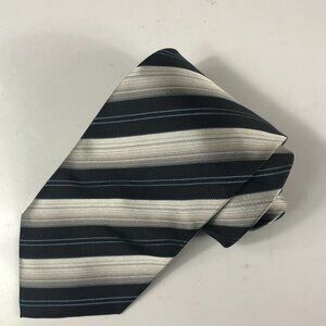 ROBERTO VILLINI Collezione Men's 100% Silk Necktie Striped Grey/Blue/Silver